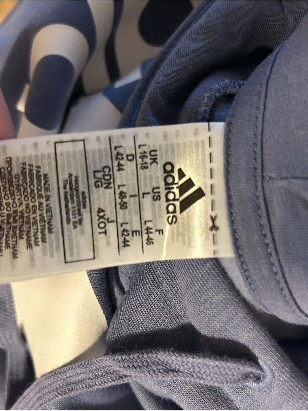 adidas Blue Pullover Hoodie with White Logo - Picture 3 of 3